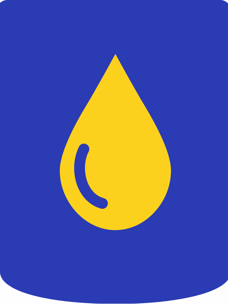 A yellow water droplet icon with a curved highlight, centered on a solid blue background with rounded corners, evokes the refreshing feel of Hendrix Air.